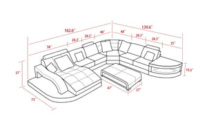 Navasota Large Leather Sectional with Shape Chaise