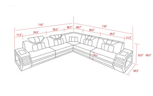 Mcmanu Modern Leather Sectional with LED Light