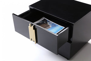 Tavi Modern Black & Gold Nightstand