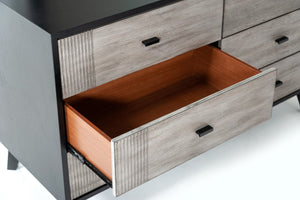 Patroel Contemporary Grey & Black Dresser&Mirror