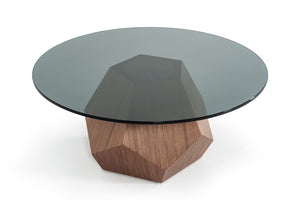 Rotiky Modern Walnut & Smoked Glass Coffee Table